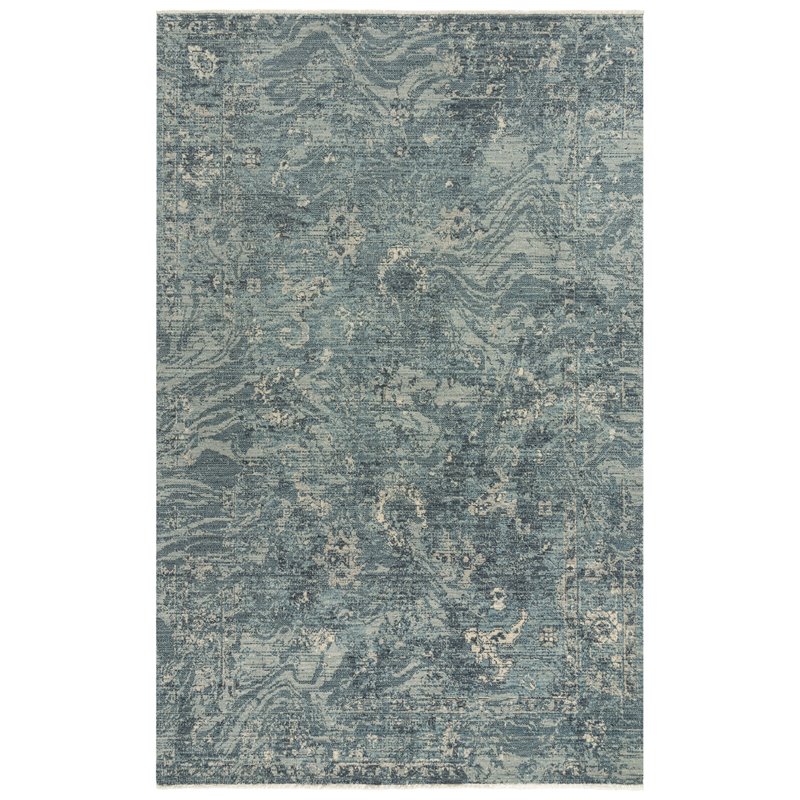 Alora Decor Intrepid 8' x 10' Abstract Blue/Gray/Ivory Hybrid Area Rug