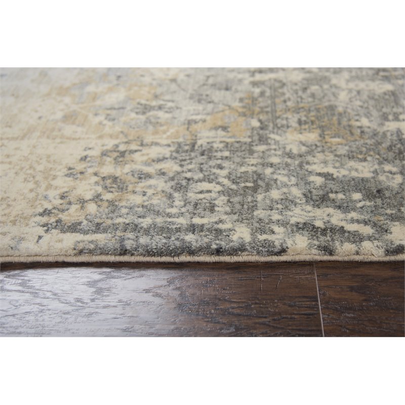 Alora Decor Euphoria 5' x 8' Floral Distress Beige/Gray/Rust/Blue Hybrid Rug