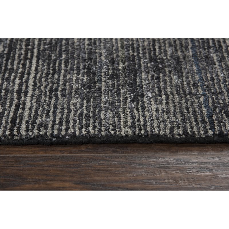 Alora Decor Demure 8' x 10' Solid Black/Charcoal Hand-Loomed Area Rug