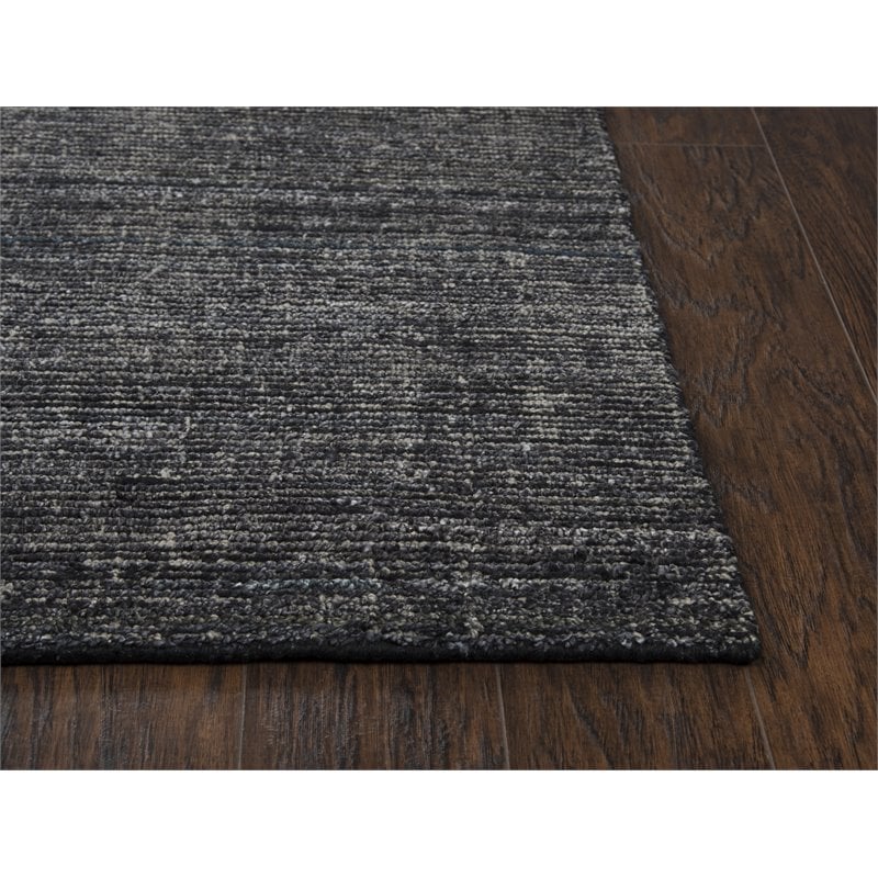 Alora Decor Demure 9' x 12' Solid Black/Charcoal Hand-Loomed Area Rug