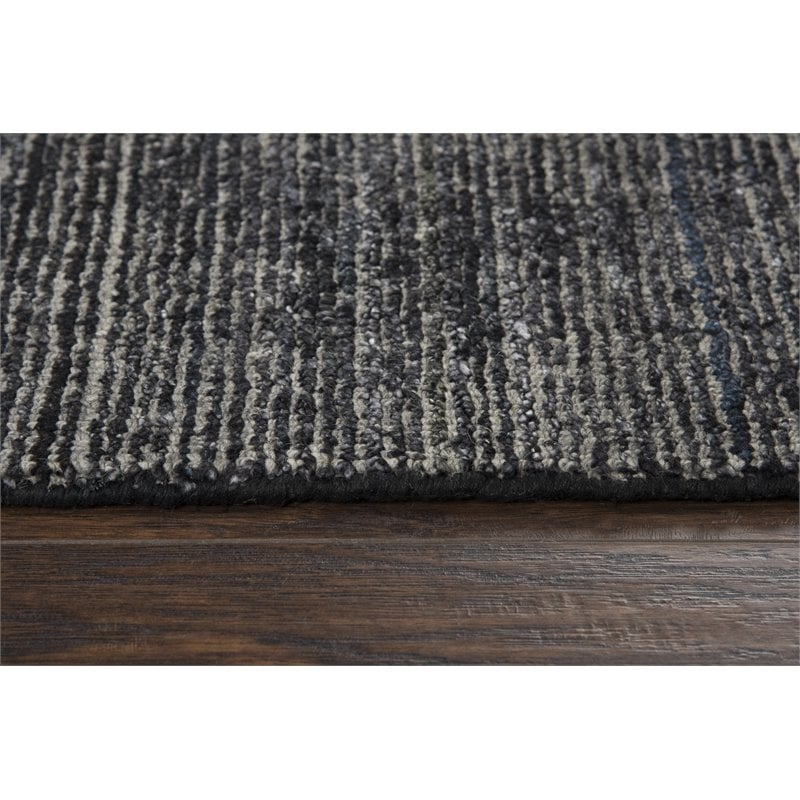 Alora Decor Demure 9' x 12' Solid Black/Charcoal Hand-Loomed Area Rug