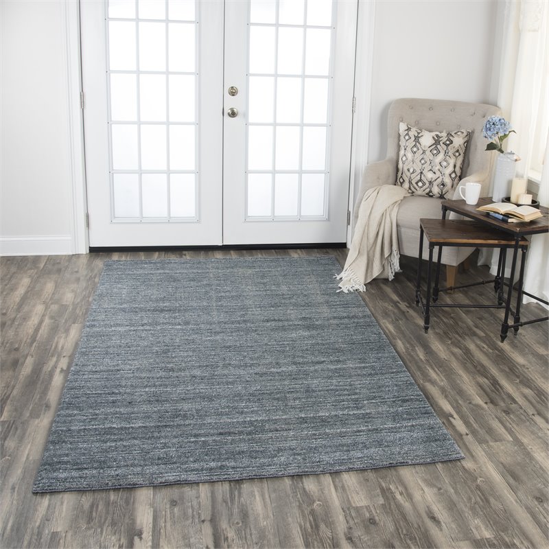 Alora Decor Demure 9' x 12' Solid Denim /Blue Hand-Loomed Area Rug