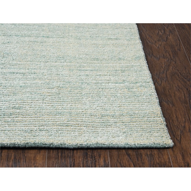 Alora Decor Demure 9' x 12' Solid Aqua/Aqua Hand-Loomed Area Rug