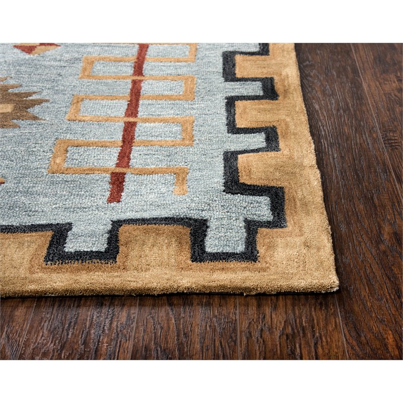 Alora Decor Durango 5' x 8' Southwest/Tribal Lt. Blue/Multi Hand-Tufted Area Rug