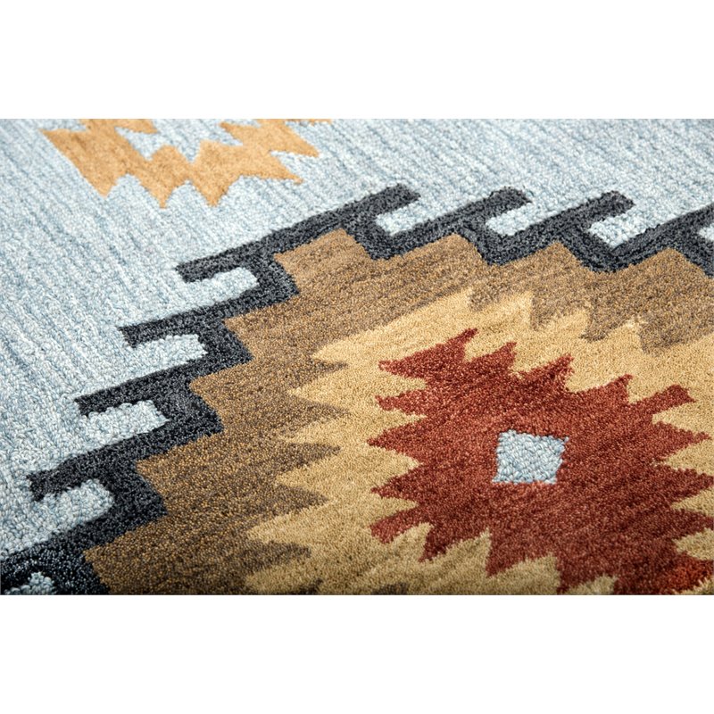 Alora Decor Durango 5' x 8' Southwest/Tribal Lt. Blue/Multi Hand-Tufted Area Rug
