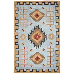 Alora Decor Durango 5' x 8' Southwest/Tribal Lt. Blue/Multi Hand-Tufted Area Rug