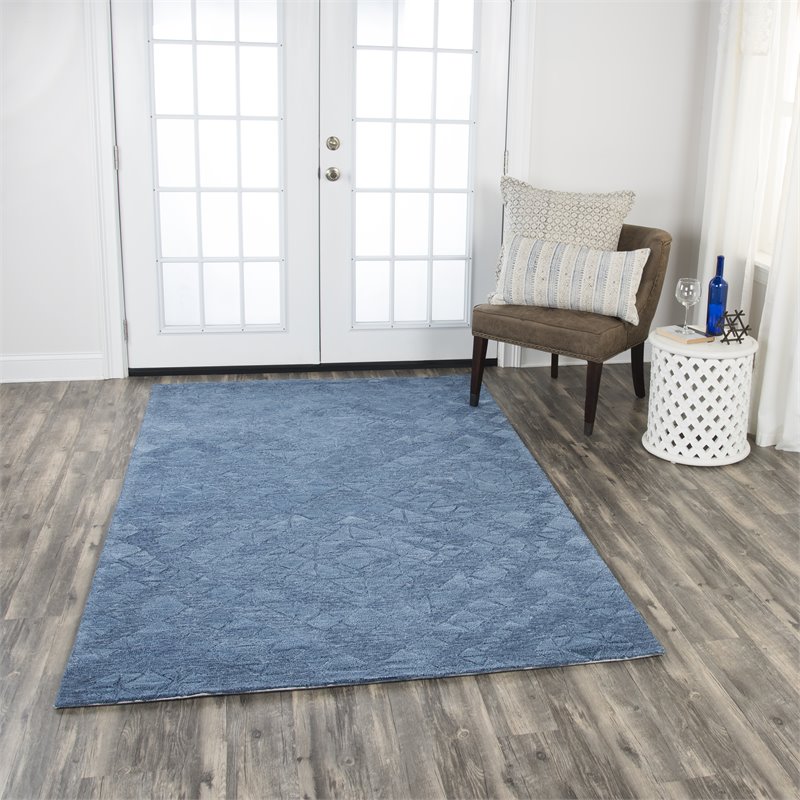 Alora Decor Emerson 5' x 8' Diamond Blue/Gray/Rust/Blue Hand-Tufted Area Rug
