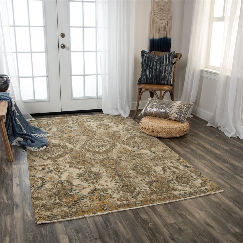 Alora Decor Intrepid 10' x 13' Classical Beige/Brown/Ivory/Green Hybrid Area Rug