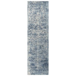 Alora Decor Essential 2'6&quot x 10' Classic/Modeled Blue/Ivory Hybrid Area Rug
