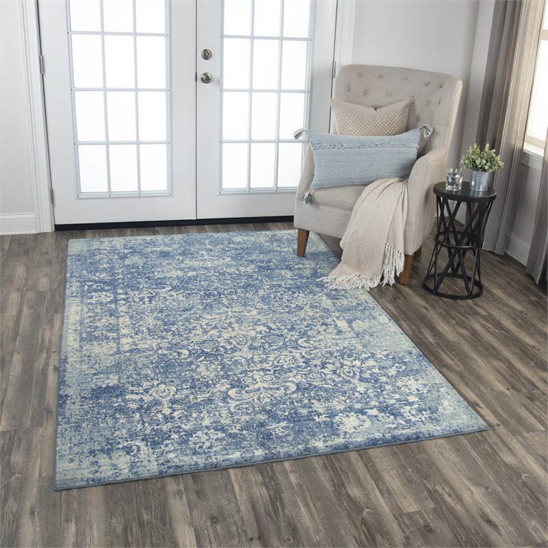 Alora Decor Essential 10' x 13' Classic/Modeled Blue/Ivory Hybrid Area Rug