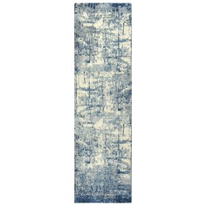 Alora Decor Essential 2'6&quot x 8' Abstract Blue/Ivory Hybrid Area Rug