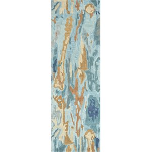 Alora Decor Flare 2'6&quot x 8' Abstract Blue/Grey/Teal/Gold Hand-Tufted Area Rug