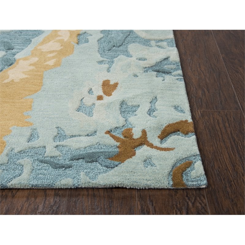 Alora Decor Flare 5' x 8' Abstract Blue/Grey/Teal/Gold Hand-Tufted Area Rug