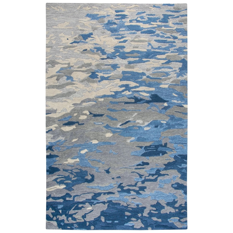 Alora Decor Flare 8' x 10' Abstract Blue/Dk Blue/Grey Hand-Tufted Area Rug