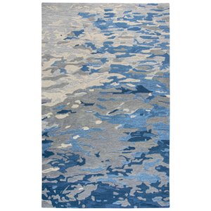 Alora Decor Flare 5' x 8' Abstract Blue/Dk Blue/Grey Hand-Tufted Area Rug