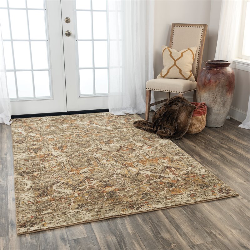 Alora Decor Infinity 9' x 12' Classical Brown/Beige/Ivory/Green Hybrid Area Rug