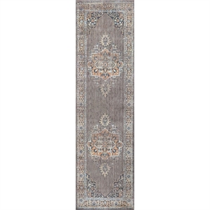 Alora Decor Euphoria 2'6&quot x 10' Distress Gray/Gray/Rust/Blue Hybrid Area Rug
