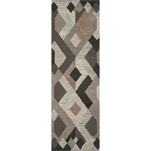 Alora Decor Geneva 2'6&quot x 8' Geometric Natural/Ivory Hand-Tufted Area Rug