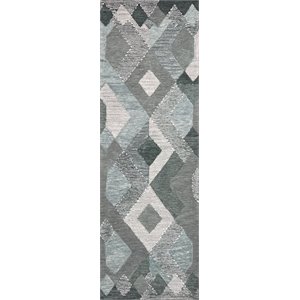 Alora Decor Geneva 2'6&quot x 8' Geometric Natural/Ivory Hand-Tufted Area Rug
