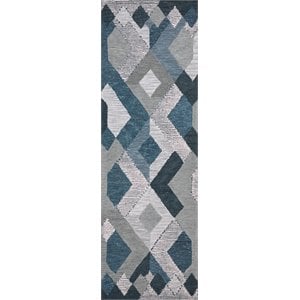 Alora Decor Geneva 2'6&quot x 8' Geometric Natural/Ivory Hand-Tufted Area Rug