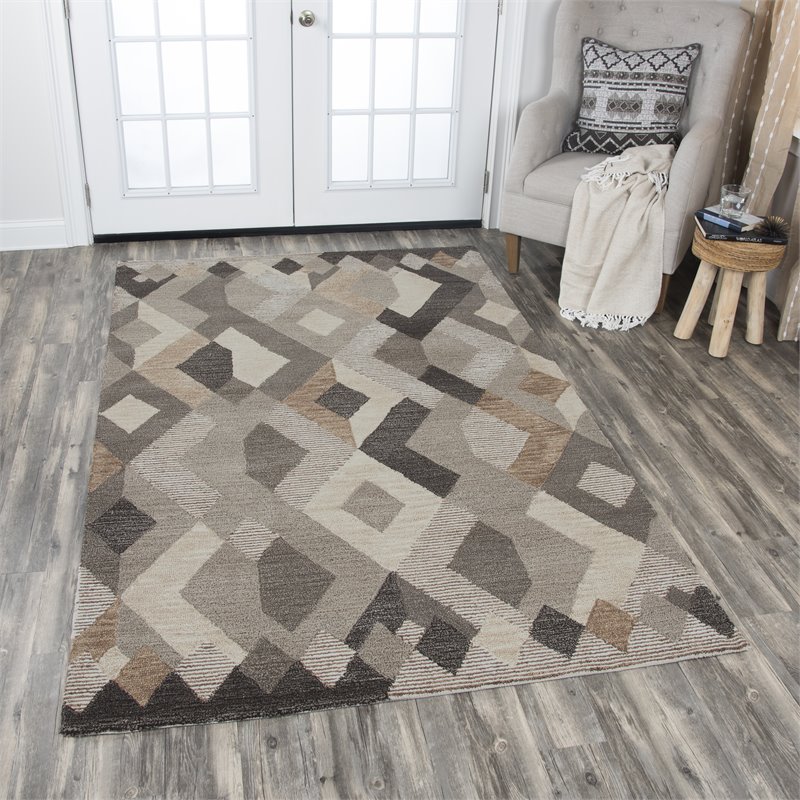Alora Decor Geneva 8' x 10' Geometric Natural/Ivory Hand-Tufted Area Rug