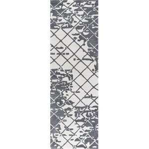 Alora Decor Geneva 2'6&quot x 8' Abstract Natural/Ivory Hand-Tufted Area Rug