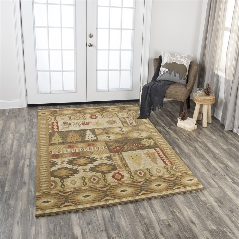 Alora Decor Itasca 8' x 10' Patchwork Brown/Green/Beige/Red Hand-Tufted Area Rug