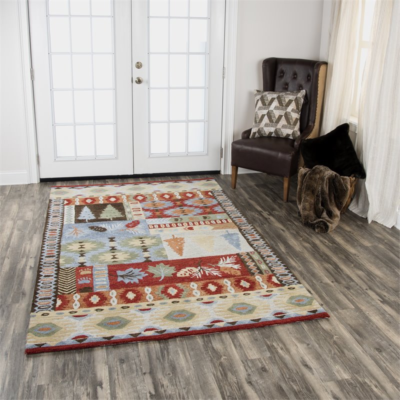 Alora Decor Itasca 8' x 10' Patchwork Brown/Blue/Beige/Red Hand-Tufted Area Rug