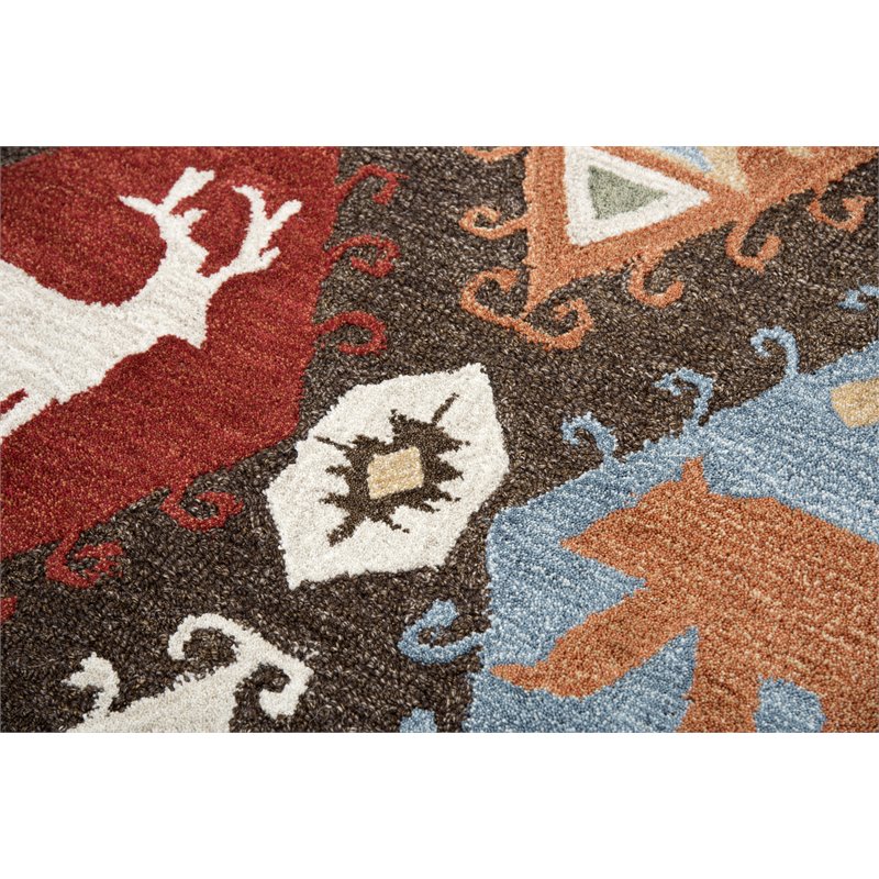 Alora Decor Itasca 5' x 8' Patchwork Brown/Blue/Beige/Red Hand-Tufted Area Rug