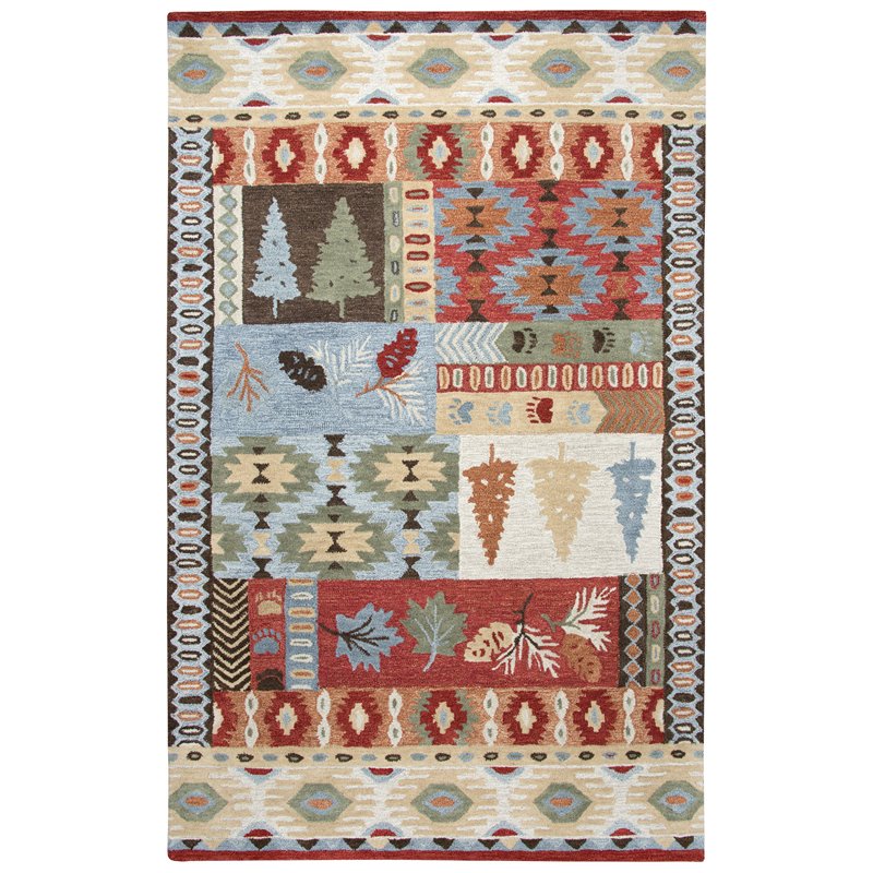 Alora Decor Itasca 5' x 8' Patchwork Brown/Blue/Beige/Red Hand-Tufted Area Rug
