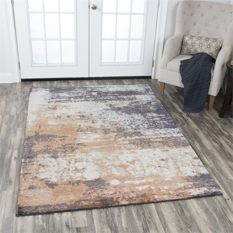 Alora Decor Euphoria 8' x 10' Abstract Gray/Gray/Rust/Blue Hybrid Area Rug