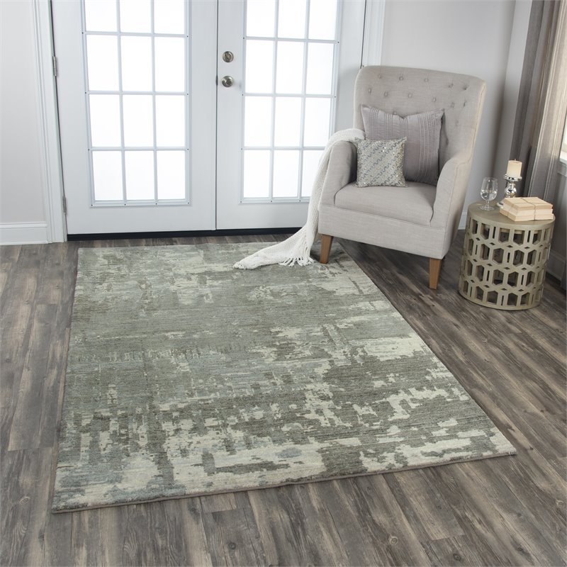 Alora Decor Euphoria 9' x 12' Abstract Gray/Gray/Rust/Blue Hybrid Area Rug