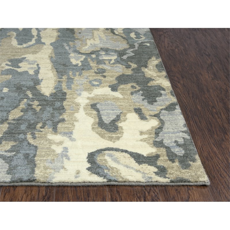 Alora Decor Euphoria 9' x 12' Abstract Gray/Gray/Rust/Blue Hybrid Area Rug