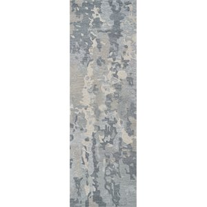 Alora Decor Flare 2'6&quot x 8' Abstract Grey/Dk Grey Hand-Tufted Area Rug