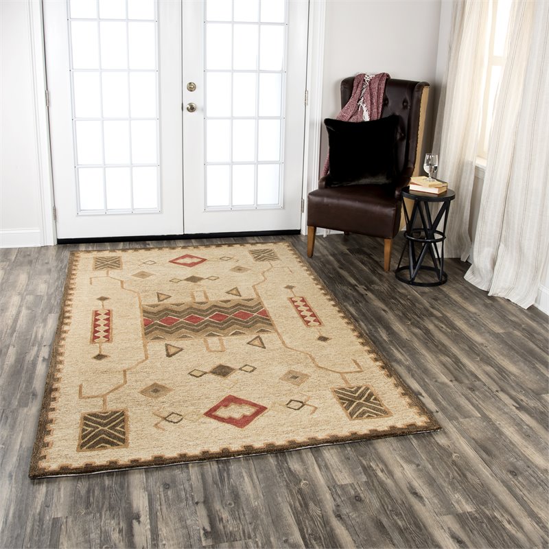 Alora Decor Durango 8' x 11' Southwest/Tribal Gold/Multi Hand-Tufted Area Rug