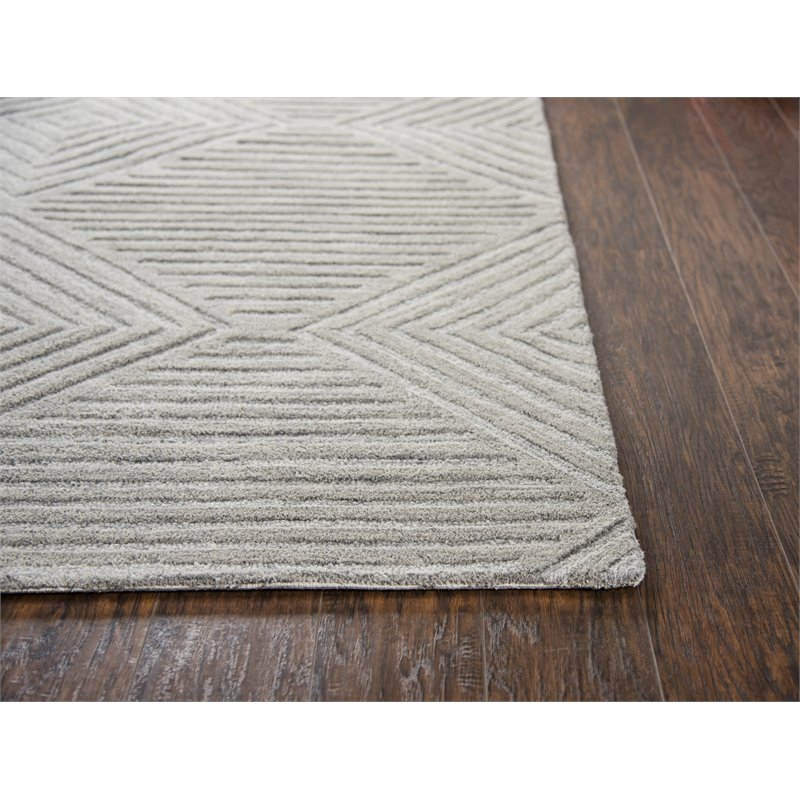 Alora Decor Geneva 5' x 8' Solid Gray/Ivory Hand-Tufted Area Rug