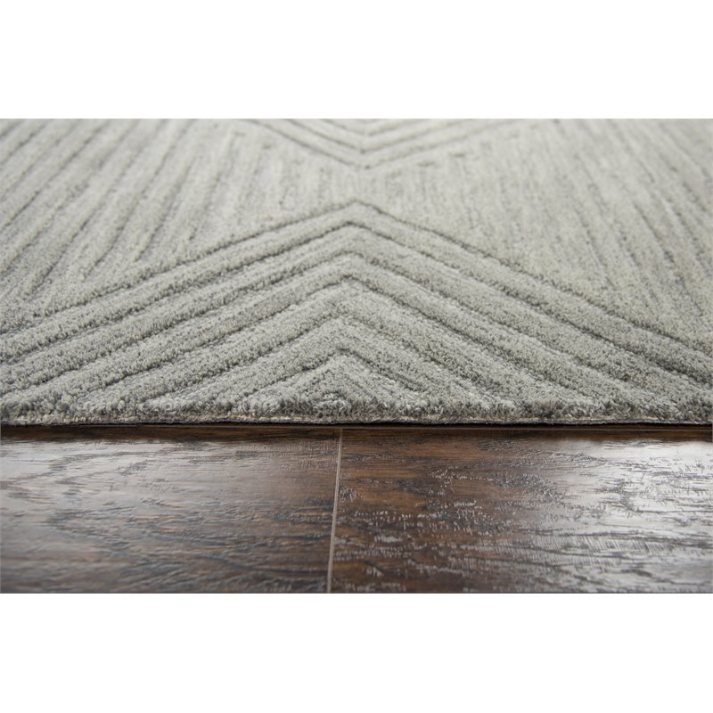 Alora Decor Geneva 5' x 8' Solid Gray/Ivory Hand-Tufted Area Rug
