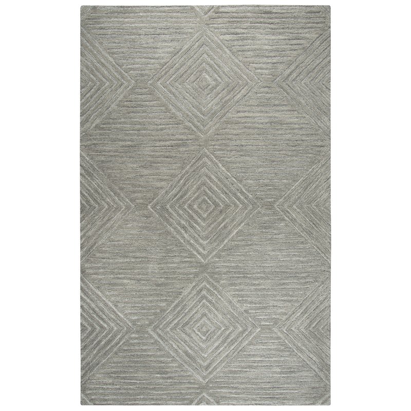 Alora Decor Geneva 5' x 8' Solid Gray/Ivory Hand-Tufted Area Rug