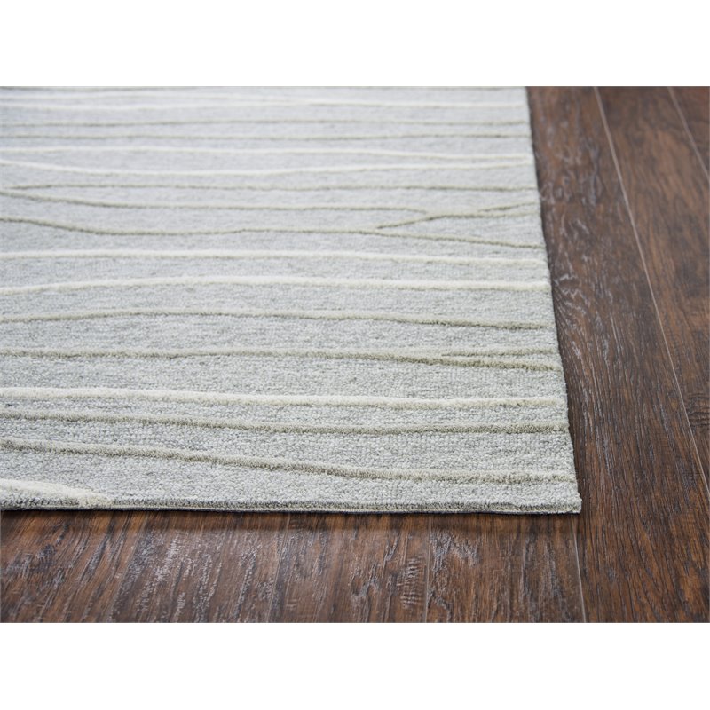 Alora Decor Geneva 5' x 8' Lines Gray/Ivory Hand-Tufted Area Rug