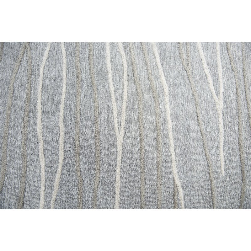 Alora Decor Geneva 5' x 8' Lines Gray/Ivory Hand-Tufted Area Rug