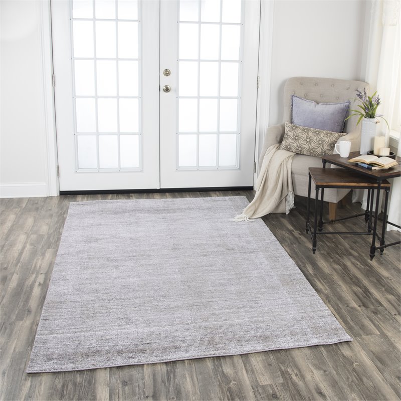 Alora Decor Demure 9' x 12' Solid Gray/Gray Hand-Loomed Area Rug