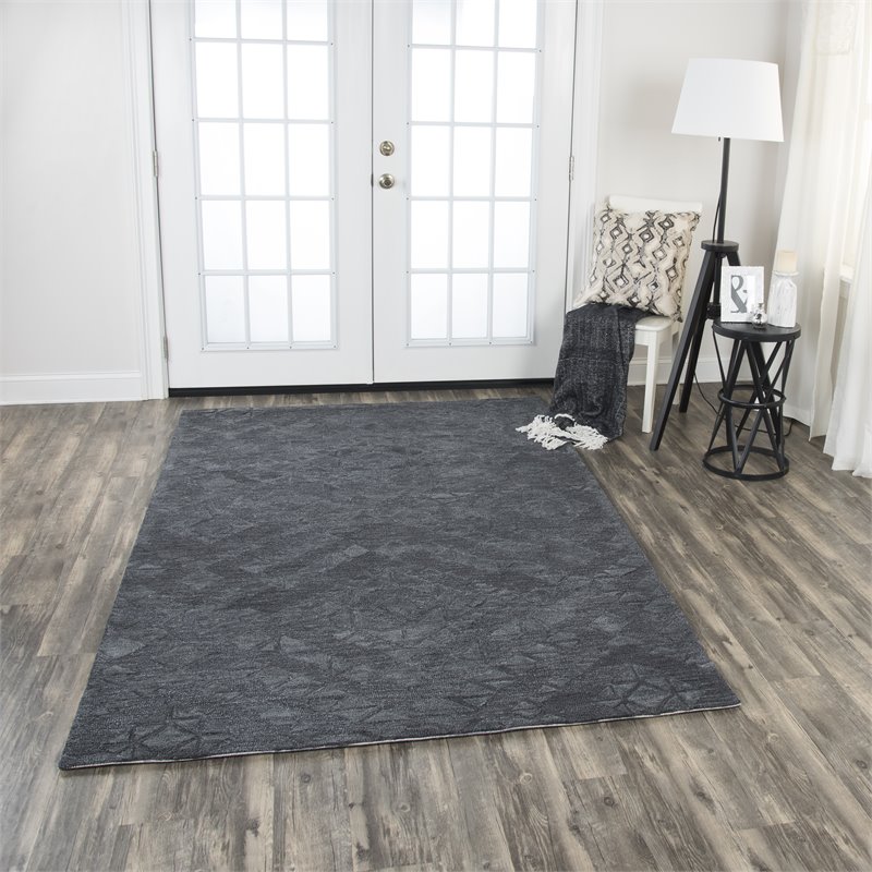 Alora Decor Emerson 5' x 8' Diamond Dk. Grey/Gray/Rust/Blue Hand-Tufted Area Rug