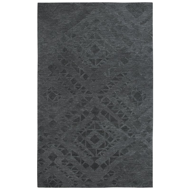 Alora Decor Emerson 5' x 8' Diamond Dk. Grey/Gray/Rust/Blue Hand-Tufted Area Rug