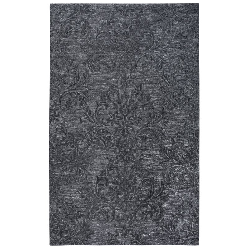 Alora Decor Emerson 8' x 10' Damask Dk. Grey/Gray/Rust/Blue Hand-Tufted Area Rug