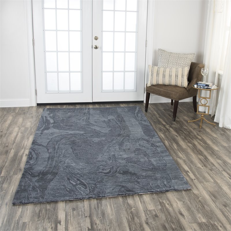 Alora Decor Emerson 5' x 8' Abstract Dk.Grey/Gray/Rust/Blue Hand-Tufted Area Rug
