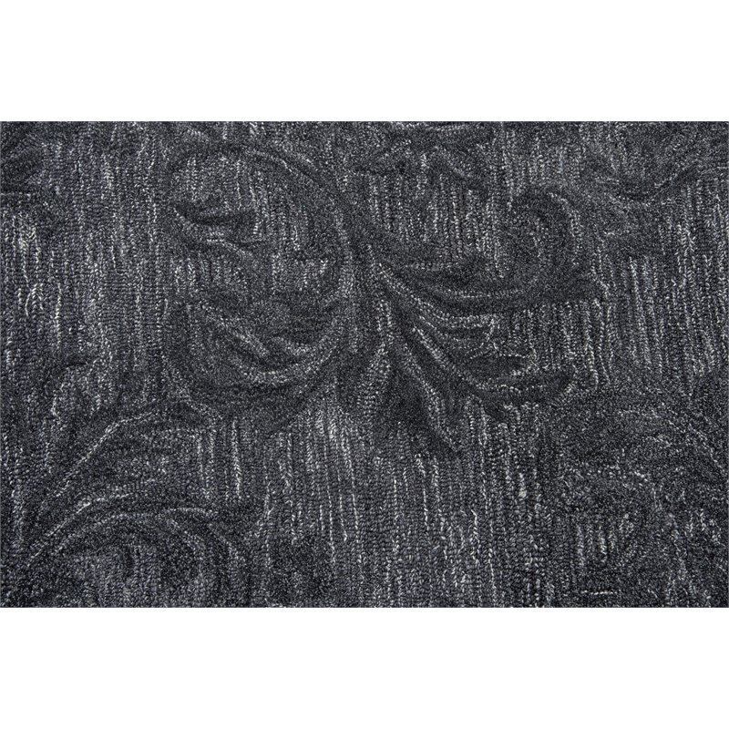 Alora Decor Emerson 5' x 8' Damask Dk. Grey/Gray/Rust/Blue Hand-Tufted Area Rug