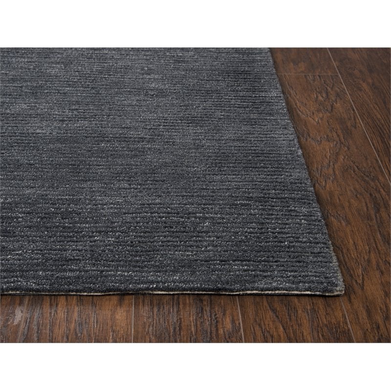 Alora Decor Emerson 5' x 8' Solid Dk. Grey/Gray/Rust/Blue Hand-Tufted Area Rug