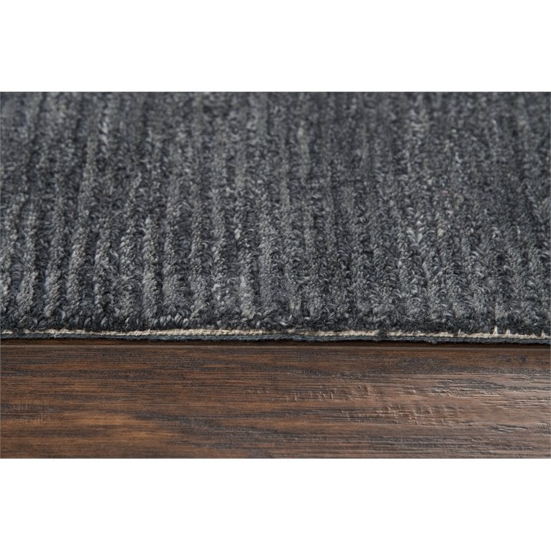 Alora Decor Emerson 5' x 8' Solid Dk. Grey/Gray/Rust/Blue Hand-Tufted Area Rug