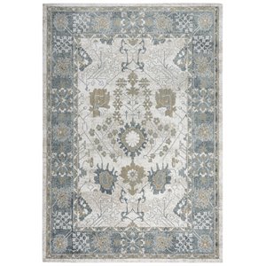 Alora Decor Elect 5'2&quot x 7'9&quot Ivory/Blue/Brown/Gray Power-Loomed/Hybrid Area Rug