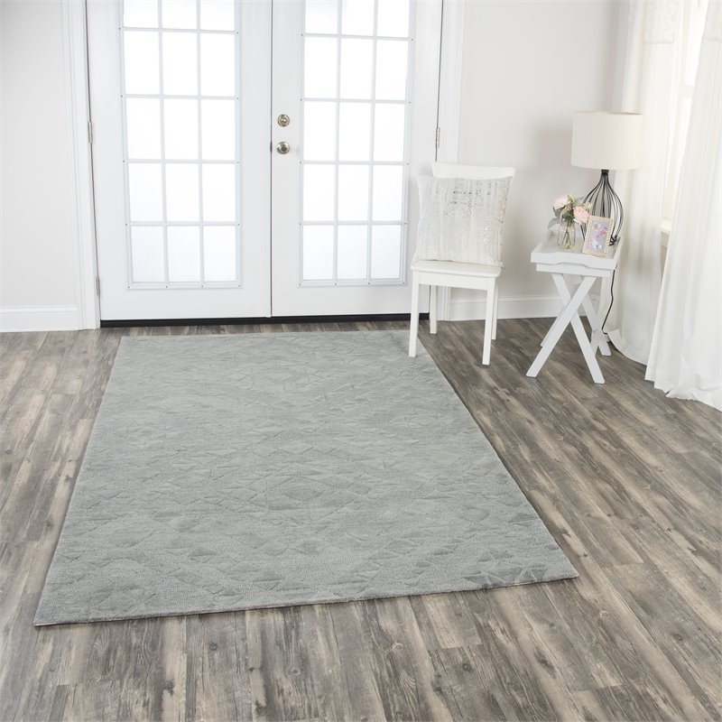 Alora Decor Emerson 5' x 8' Diamond Grey/Gray/Rust/Blue Hand-Tufted Area Rug